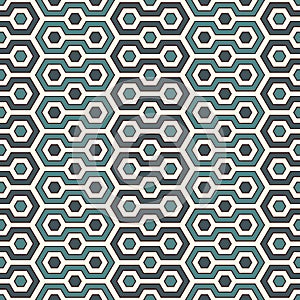 Honeycomb background. Blue colors repeated hexagon tiles wallpaper. Seamless pattern with classic geometric ornament