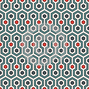 Honeycomb background. Blue colors repeated hexagon tiles wallpaper. Seamless pattern with classic geometric ornament.