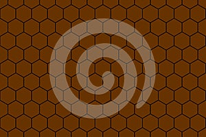 Honeycomb or beehive grid cell random color of gold or golden or honey or yellow color tone for background or Hexagonal cell