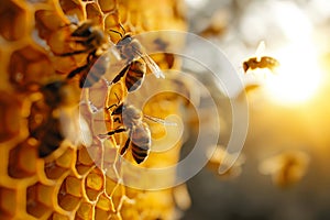 Honeycomb with bees