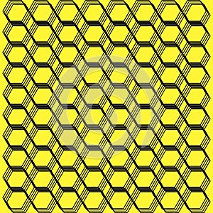 Honeycomb Black Hexagon with Yellow Background Y2K Pattern