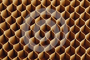 Honeycomb cells of cardboard stiffening rib background