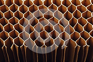 Honeycomb cells of cardboard stiffening rib background