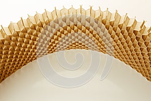 Honeycomb cells of cardboard stiffening rib background