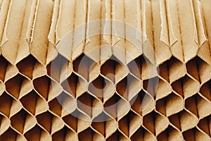 Honeycomb cells of cardboard stiffening rib background