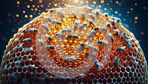 Honeycomb A close up of a honeycomb showing the hexagonal cell