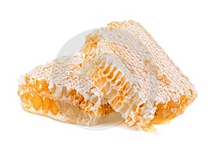 Honeycomb close-up on white background