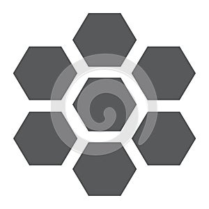 Honeycomb glyph icon, bee and honey, hexagon sign, vector graphics, a solid pattern on a white background.