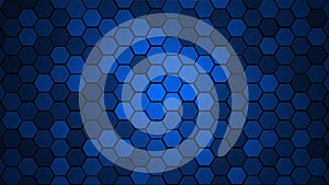 Honeycomb Grid tile random background or Hexagonal cell texture. in color Blue with dark or black gradient. Tecnology concept. wit