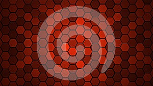 Honeycomb Grid tile random background or Hexagonal cell texture. in color Bright Red with dark or black gradient. Tecnology concep