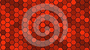 Honeycomb Grid tile random background or Hexagonal cell texture. in color Bright Red with dark or black gradient. Tecnology concep