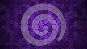 Honeycomb Grid tile random background or Hexagonal cell texture. in color Proton purple or violet with dark or black gradient. Tec photo
