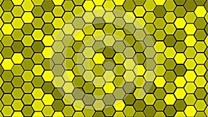 Honeycomb Grid tile random background or Hexagonal cell texture. in color yellow with dark or black gradient. Tecnology concept. w