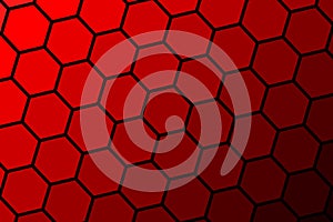 Honeycomb Grid tile rotate background or Hexagonal cell texture. in color red and black border style with gradient.