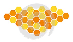 Honeycomb hexagon isolated on white background. Vector illustration. Yellow and orange hexagon