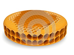 Honeycomb with honey in closeup on white background, Ai Generated