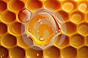 Honeycomb with honey drop in white background. Generative AI