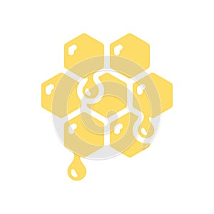Honeycomb with honey drops vector icon
