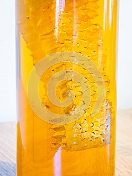 Honeycomb in a honey jar