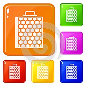 Honeycomb icons set vector color