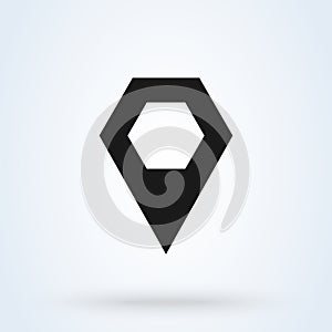 Honeycomb map pin Simple vector modern icon design illustration