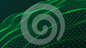 Honeycomb network concept. Data transfer. Digital technological background. 3D rendering