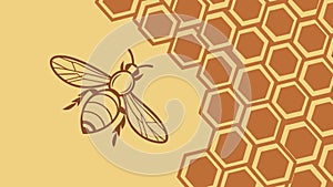 Honeycomb Pattern with Bee, Sweetness of Nature, Vector Design Generative AI