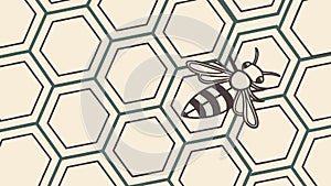 Honeycomb Pattern with Bee Vector Icon, vector design Generative AI