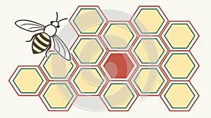 Honeycomb Pattern with a Highlighted Hexagonal Cell, vector design Generative AI
