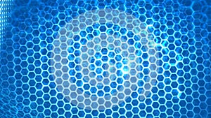 Honeycomb pattern with lighting effect over the dark background 4K