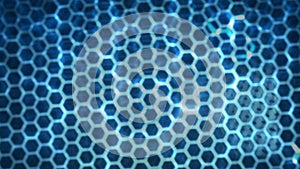 Honeycomb pattern with lighting effect over the dark background 4K