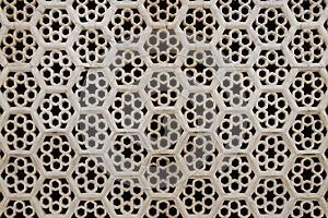 Honeycomb patterned window in Amber Fort, India