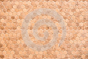 Honeycomb patterned wood panels in hexagonal shape, wood, blackground, abstract brown pattern