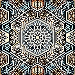 Honeycomb patterns enhanced with color gradients and shadowing f photo