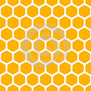 Honeycomb seamless pattern. Orange beehive background. Hive cells. Geometric hexagon shape. Bee honey backdrop