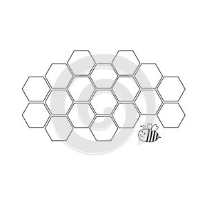 Honeycomb set. Beehive element. Honey icon. Bee insect animal. Isolated. White background. Flat design.