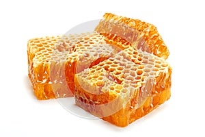 Honeycomb slice closeup on white