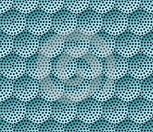 Honeycomb vector background. Seamless pattern with colored circles and dots. Geometric industrial texture, ornament of