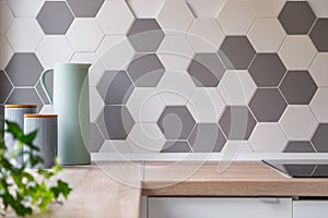 Honeycomb wall tiles and worktop photo