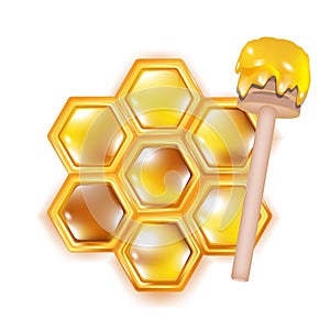 Honeycomb with wooden dipper