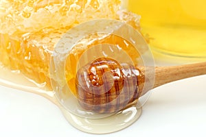 Honeycomb and wooden stick