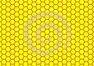 Honeycomb yellow background. Vector illustration of geometric texture. Seamless hexagons pattern.
