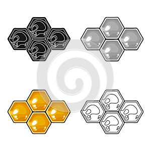 Honeycombs icon in cartoon style isolated on white background. Apairy symbol stock vector illustration