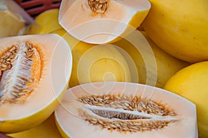 Honeydew melon on a fruitmarket, Yangon photo