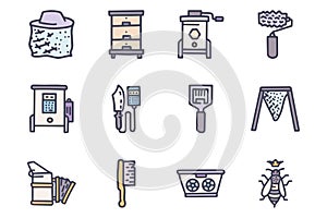 Honeykeeping color vector doodle simple icon set
