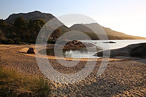 Honeymoon Bay at Freycinet National Park. Tasmania. Australia