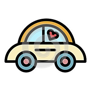 Honeymoon car icon color outline vector