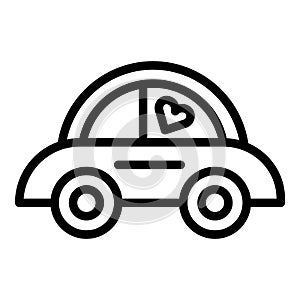 Honeymoon car icon, outline style