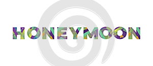 Honeymoon Concept Retro Colorful Word Art Illustration