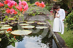 Honeymoon couple at the park